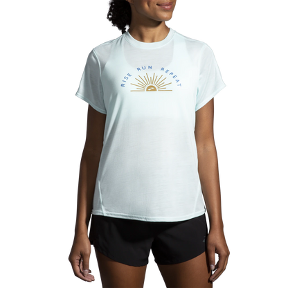  Women's Brooks Distance Graphic Short Sleeve- 221600-430