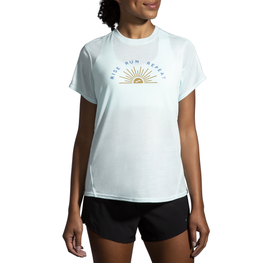 Women's Brooks Distance Graphic Short Sleeve- 221600-430